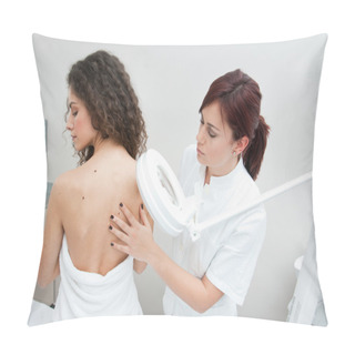 Personality  Woman At Dermatology Examination Pillow Covers