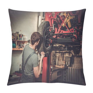 Personality  Mechanic Working In Restoration Workshop Pillow Covers