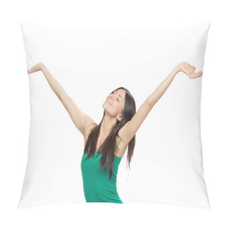 Personality  Woman With Arms Open Feeling Freedom And Happines Pillow Covers