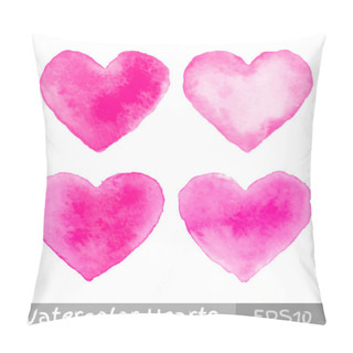 Personality  Set Of Pink Watercolor Hearts Pillow Covers