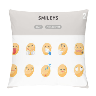 Personality  Smileys Glyph Icons Pack For UI. Pixel Perfect Thin Line Vector Icon Set For Web Design And Website Application Pillow Covers