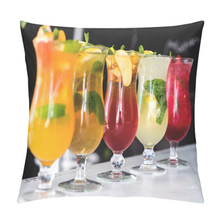 Personality  Refreshing Cocktails With Lime, Mint, Orange And Strawberry Pillow Covers