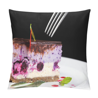 Personality  Raw Vegan Cake With Fork Pillow Covers
