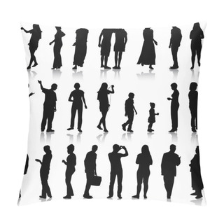 Personality  Black Silhouettes Of Beautiful Mans And Womans On White Backgrou Pillow Covers