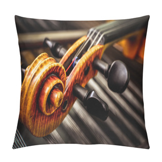 Personality  Detail Of Violin Head With String Background Pillow Covers