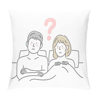 Personality  Vector Illustration Of A Young Couple In Bed | Question, Ask Pillow Covers