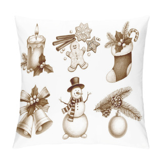 Personality  Pencil Drawings Of Christmas Decorations Pillow Covers