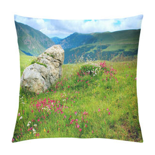 Personality  Mountain Scene With Bright Flowers Pillow Covers
