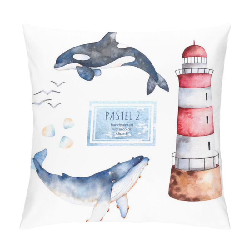 Personality  Seamless pattern with watercolor whales pillow covers