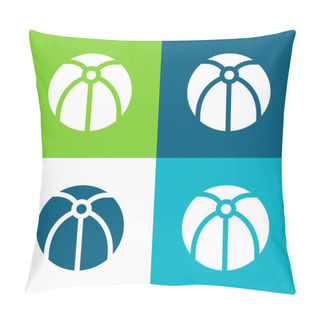 Personality  Beach Ball Flat Four Color Minimal Icon Set Pillow Covers