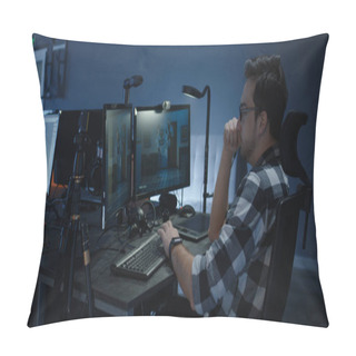 Personality  Digital Artist Working On An Animated Film Pillow Covers