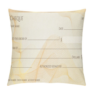 Personality  Check, Cheque (Chequebook Template). Guilloche Pattern With Abstract Line  Watermark, Border. Gold Background For Banknote, Money Design,currency, Bank Note, Voucher, Gift Certificate, Money Coupon Pillow Covers