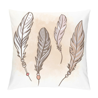 Personality  Beige Ornamental Feathers. Pillow Covers