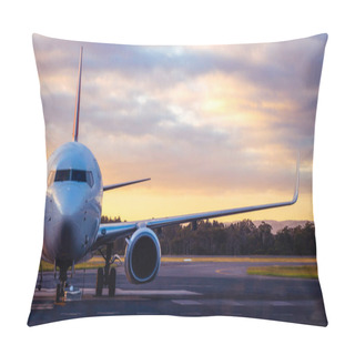 Personality  Airplane On Airport Runway At Sunset In Tasmania Pillow Covers