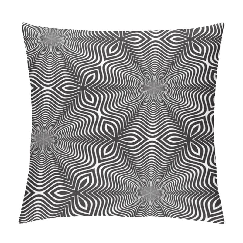 Personality  Black and White Op Art Design, Vector Seamless Pattern Backgroun pillow covers