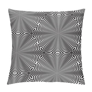Personality  Black And White Op Art Design, Vector Seamless Pattern Backgroun Pillow Covers