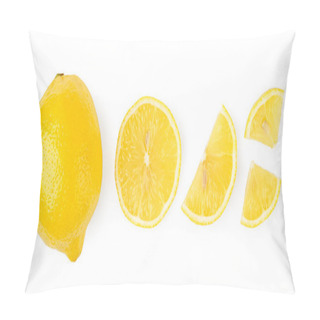 Personality  Set Of Lemon, Slices, Halves On A White. The Form Of The Top. Pillow Covers
