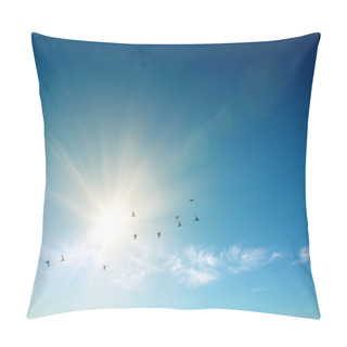 Personality  Birds Flying Over Blue Sky Pillow Covers