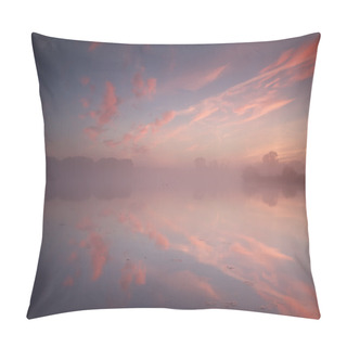 Personality  Colorful Misty Sunrise Over River Pillow Covers
