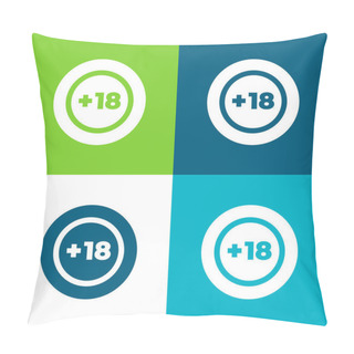 Personality  +18 Flat Four Color Minimal Icon Set Pillow Covers