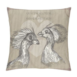 Personality  Vector Peacocks Heads From Great Encyclopedia Of Animals Planet Earth Pillow Covers