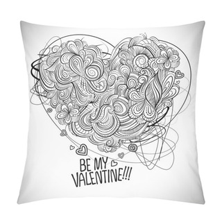 Personality  Drawing Vector Greeting Card Of Heart Be My Valentine Pillow Covers