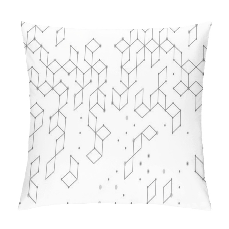 Personality  Vector abstract background with cube cell. Modern technology illustration with square mesh. Digital geometric abstraction with lines and points. pillow covers
