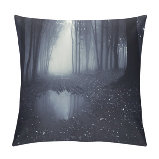 Personality  Lake In A Dark Forest With Fog Pillow Covers