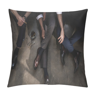 Personality  Cropped Shot Of Group Of Businessmen Sitting On Floor Together Pillow Covers