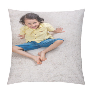 Personality  Portrait Of A Cute Happy Smiling Boy In Good Mood Pillow Covers