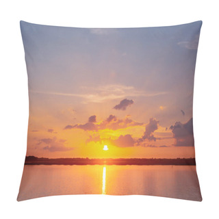 Personality  Sunset Reflection Lagoon. Beautiful Sunset Behind The Clouds And Pillow Covers