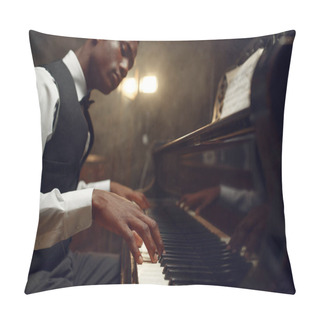 Personality  African Grand Piano Player, Jazz Performance In Club.  Pillow Covers