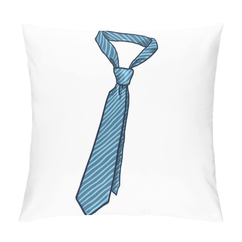 Personality  Cartoon Classic Striped Blue Necktie, Vector, Illustration Pillow Covers