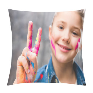Personality  Schoolgirl Artist With Painted Face Pillow Covers