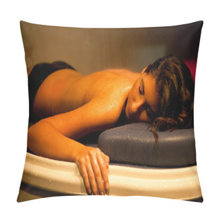 Personality  Lying Relaxed Woman During Spa Treatment. Pillow Covers