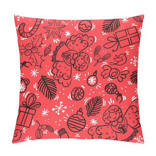 Personality  Christmas Pattern With Angel Holly Berry, Sweets, Christmas Balls Pillow Covers