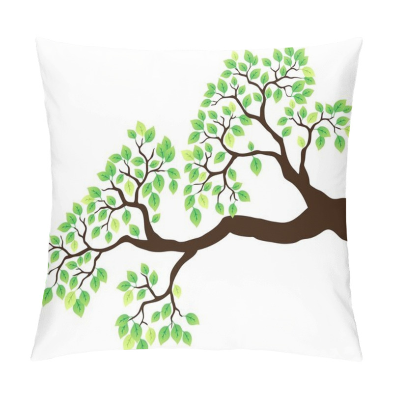 Personality  Tree branch with green leaves 1 pillow covers