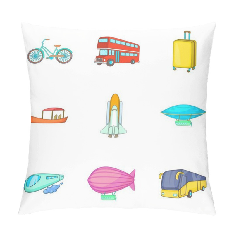 Personality  Traffic network icons set, cartoon style pillow covers