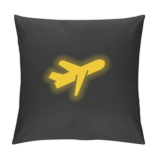 Personality  Airplane Yellow Glowing Neon Icon Pillow Covers