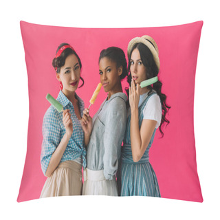 Personality  Multicultural Women With Popsicles Pillow Covers