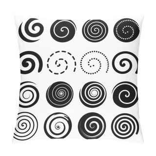Personality  Set Of Spiral Motion Elements, Black Isolated Objects, Vectors Pillow Covers