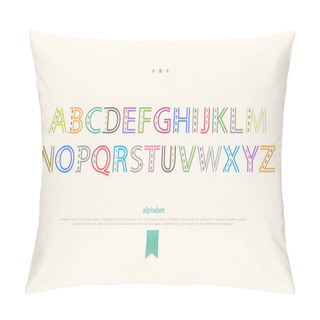 Personality  Cartoon Style Alphabet Letters On Paper Texture. Vector Font Type Design. Ornamental Lettering Symbol. Colorful, Decorative Typesetting. Ethnic Typeface Template Pillow Covers