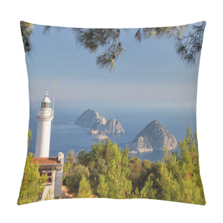 Personality  Sunset And Island View From Gelidonya Lighthouse. Lycian Way, Antalya Turkey. Pillow Covers