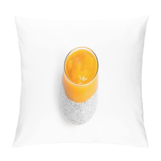 Personality  Chia Pudding With Mango Isolated On A White Background. Multilayer Healthy Dessert. Chia Mousse. Pillow Covers