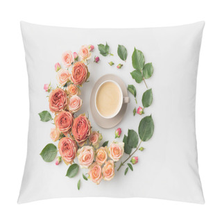 Personality  Flower Wreath With Coffee Cup Pillow Covers