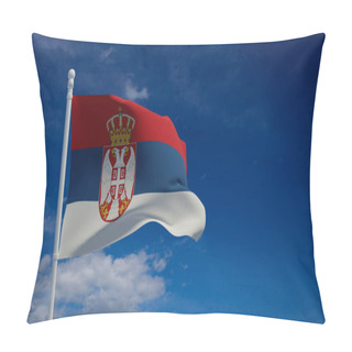 Personality  He Republic Of Serbia National Flag, Waving In The Wind. 3d Rendering, CGI Pillow Covers