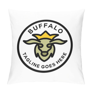 Personality  Buffalo Logo Vector Design Illustration Emblem Pillow Covers