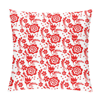 Personality  Red Color Traditional European Ukrainian Ornament. Rustic Floral Pillow Covers
