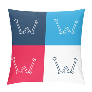 Personality  Bones W Outlined Letter Of Halloween Typography Blue And Red Four Color Minimal Icon Set Pillow Covers