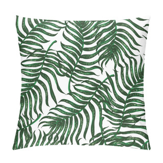Personality  Seamless Background With Colorful Illustration Of Tropical Palm Leaves Pillow Covers